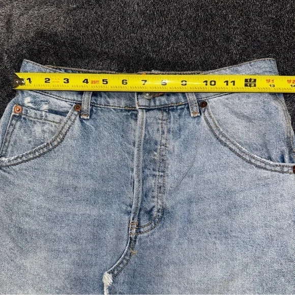 We The Free Light Wash Denim Raw Hem Cut Off Micro Mini Skirt - Picture 6 of 12